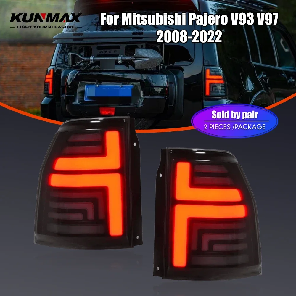 Image of Paar LED-Rückleuchten für Mitsubishi Pajero V93 V97 2008-2022 DRL Rückfahrlicht Bremslicht Blinker Auto Heckleuchten-Set