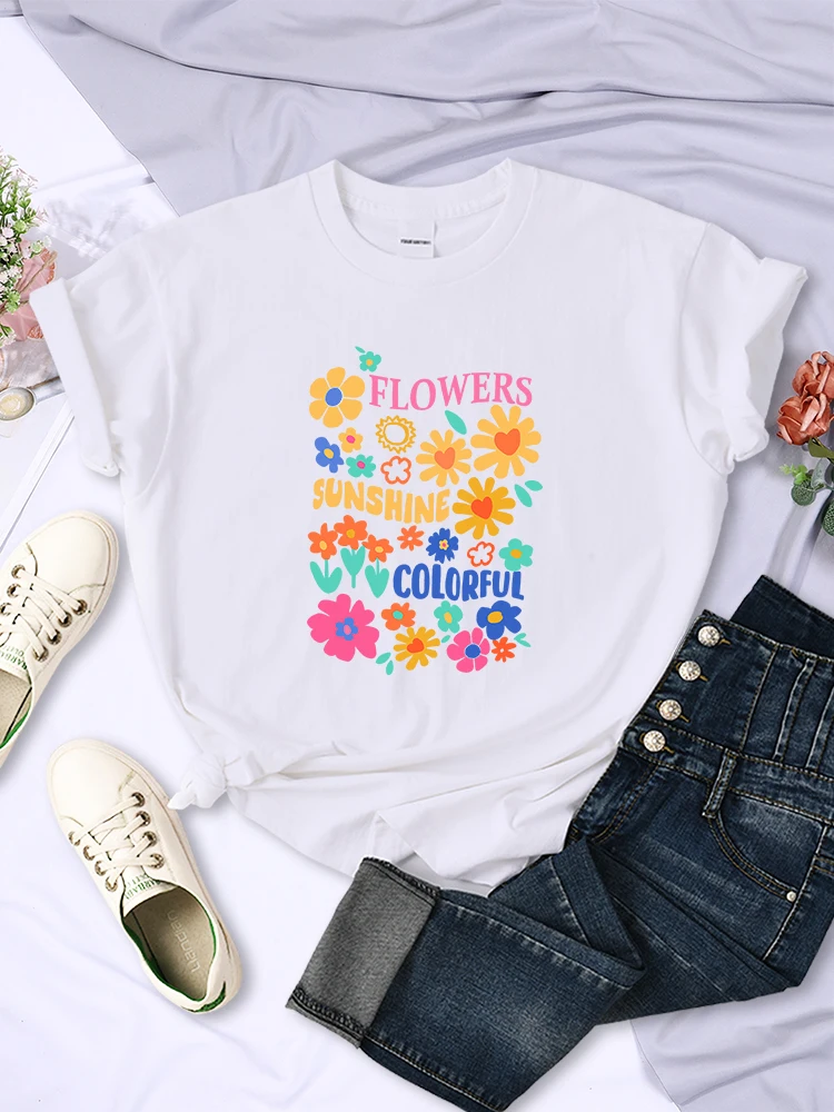 Flowers Of Every Kind Are In Bloom Female T Shirts Street Hip Hop Creativity Tee Clothing Breathable Casual Womens Short Sleeve
