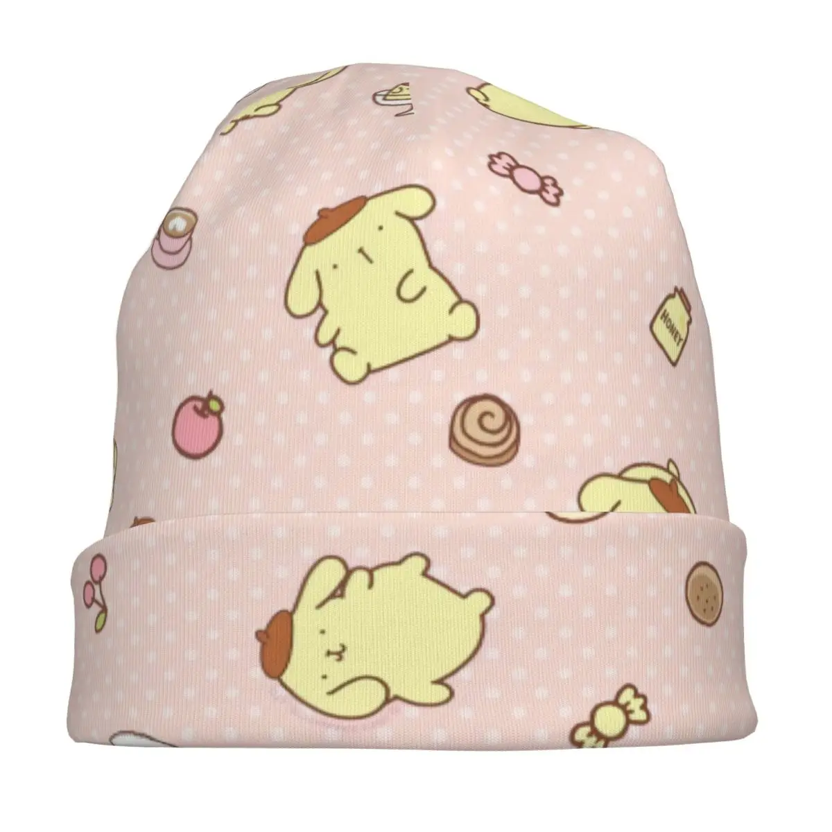 Roze Pom Pom Purin Cartoon Skullies Mutsen Hoeden Cool Mannen Vrouwen Outdoor Cap Warm Tweeërlei gebruik Motorkap Hoeden