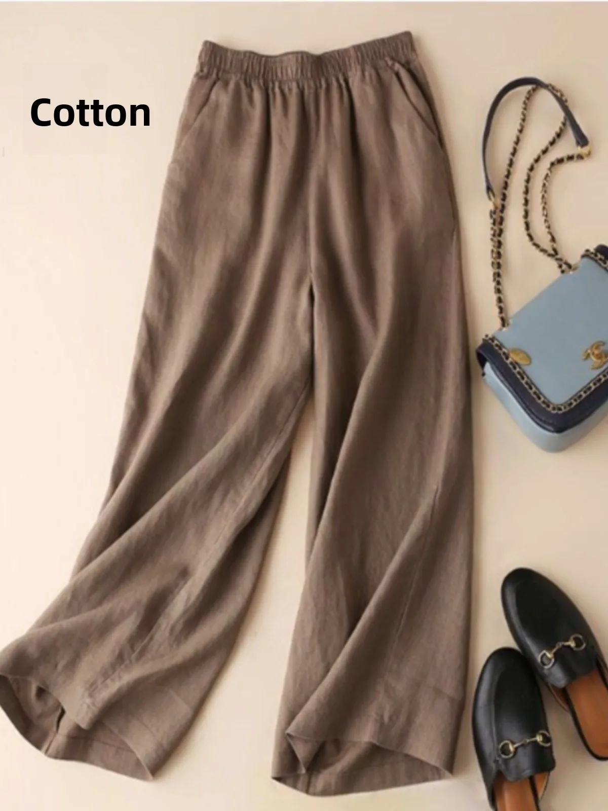 Cotton Wide Leg Pants Women's Summer Thin New Loose Straight High Waist Drape Mosquito Proof Casual Pants Korean Sle