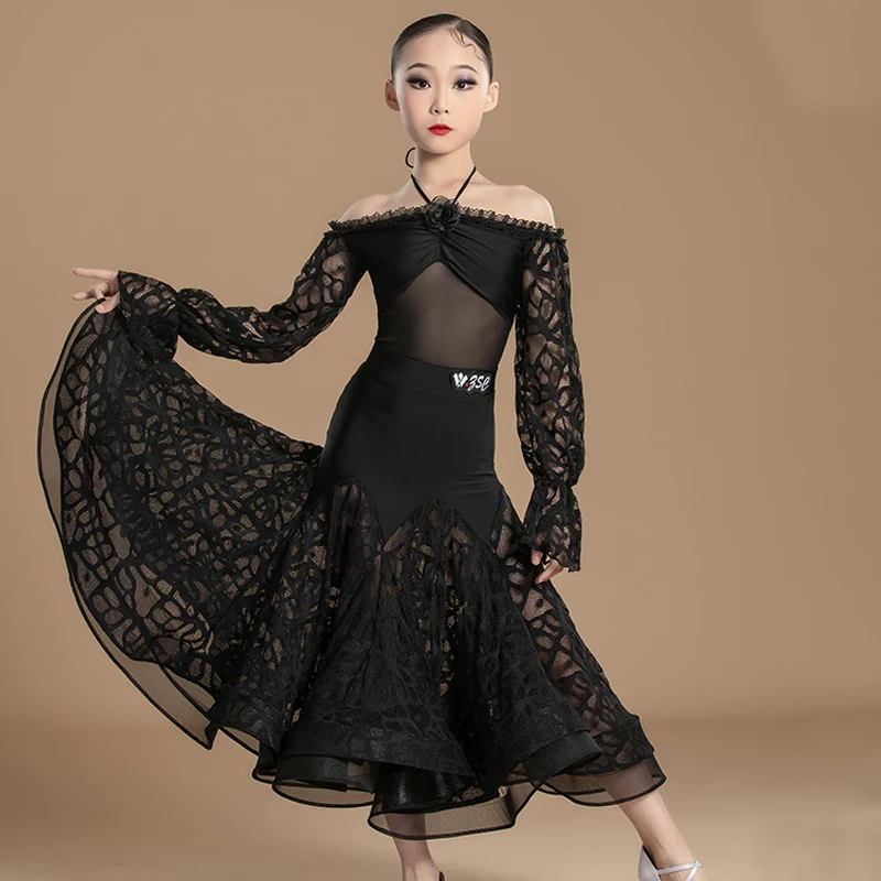 ファッションガールズラテンダンス競技衣装子供の国家標準社交ダンスドレスパフォーマンス服 XS7974