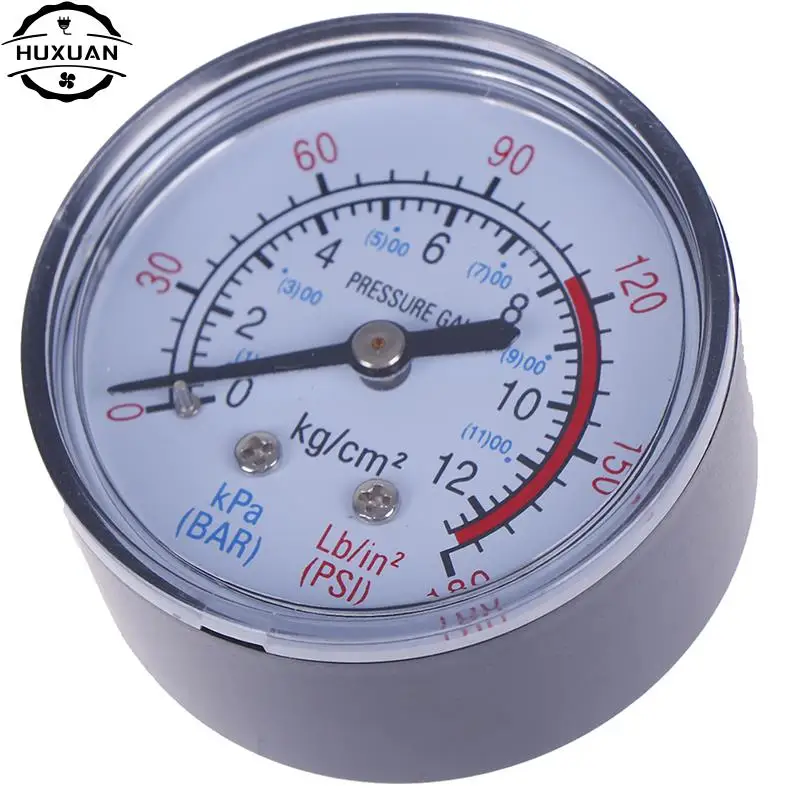 New Plastic Shell Bar Air Pressure Gauge 13mm 1/4 Bsp Thread 0 ~ 180 PSI 0 ~ 12Bar Double Scale For Air Compressor