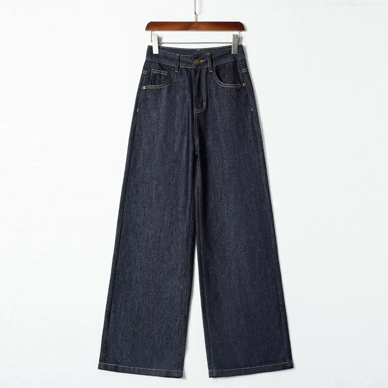 Y2k Pants Jeans For Woman Winter 2025 New Wide Leg Trousers With Thermal Fleece Lining High Waist Loose Wide Leg Design