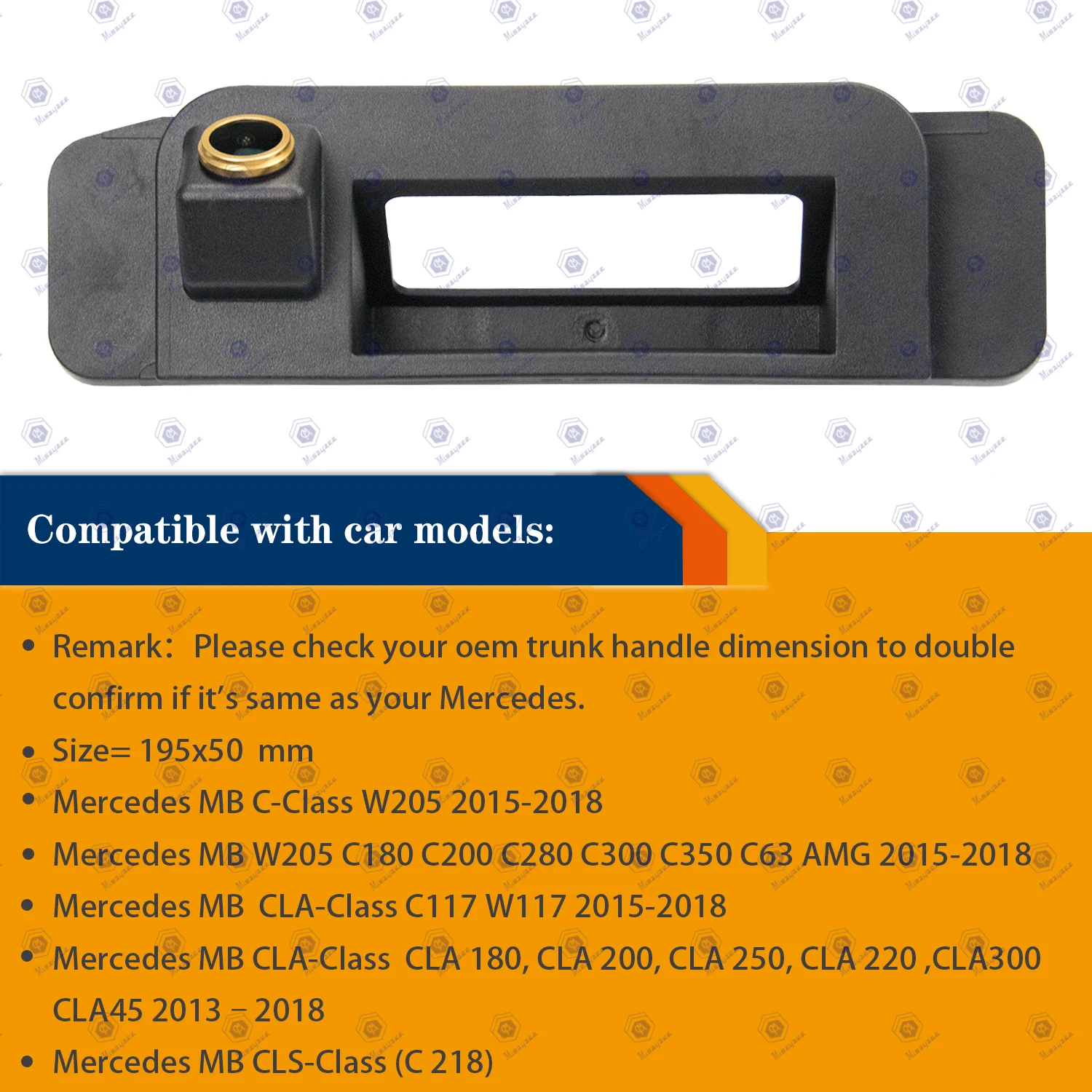 HD1280*720P Tailgate handle Camera for Mercedes Benz C Class W205 CLA C117 2015-2017 w/NTG5.0/5.1, Rear View Night Vision Camera
