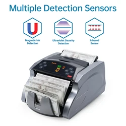 Máquina contador de dinero, Detector de billetes falsos con detección UV MG IR, detección automática de dinero, velocidad de conteo rápido, efectivo