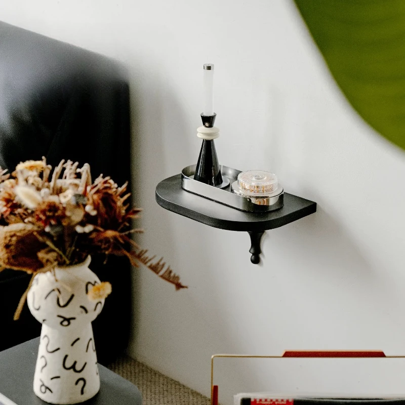 Black Minimalist Rubber Wood Support Bracket Wall Mount Shelf Display Base Furniture Storage Hardware Accessory For Home Decor