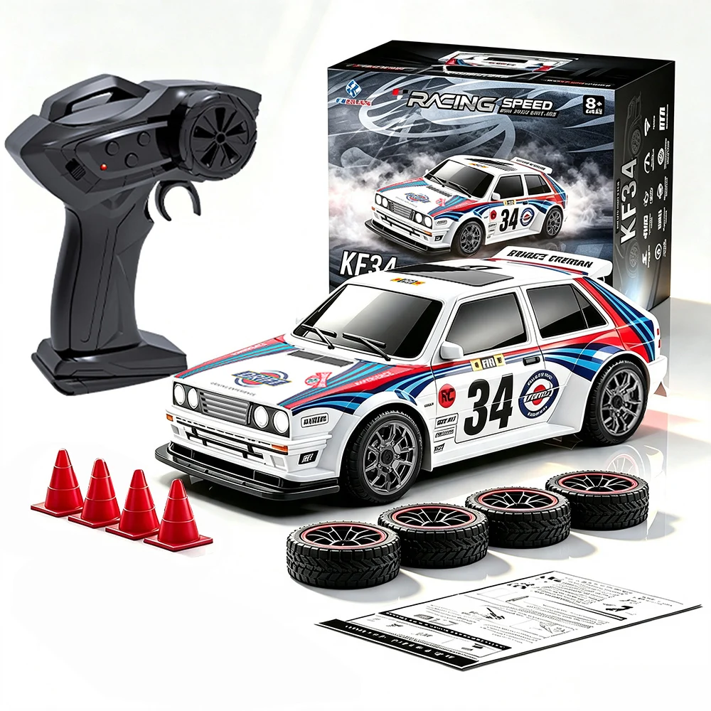 1:43 4 Wheel Drive Remote Control Drifting Car with Realistic Front Rear Bright Lights, Ideal Christmas Present for Children