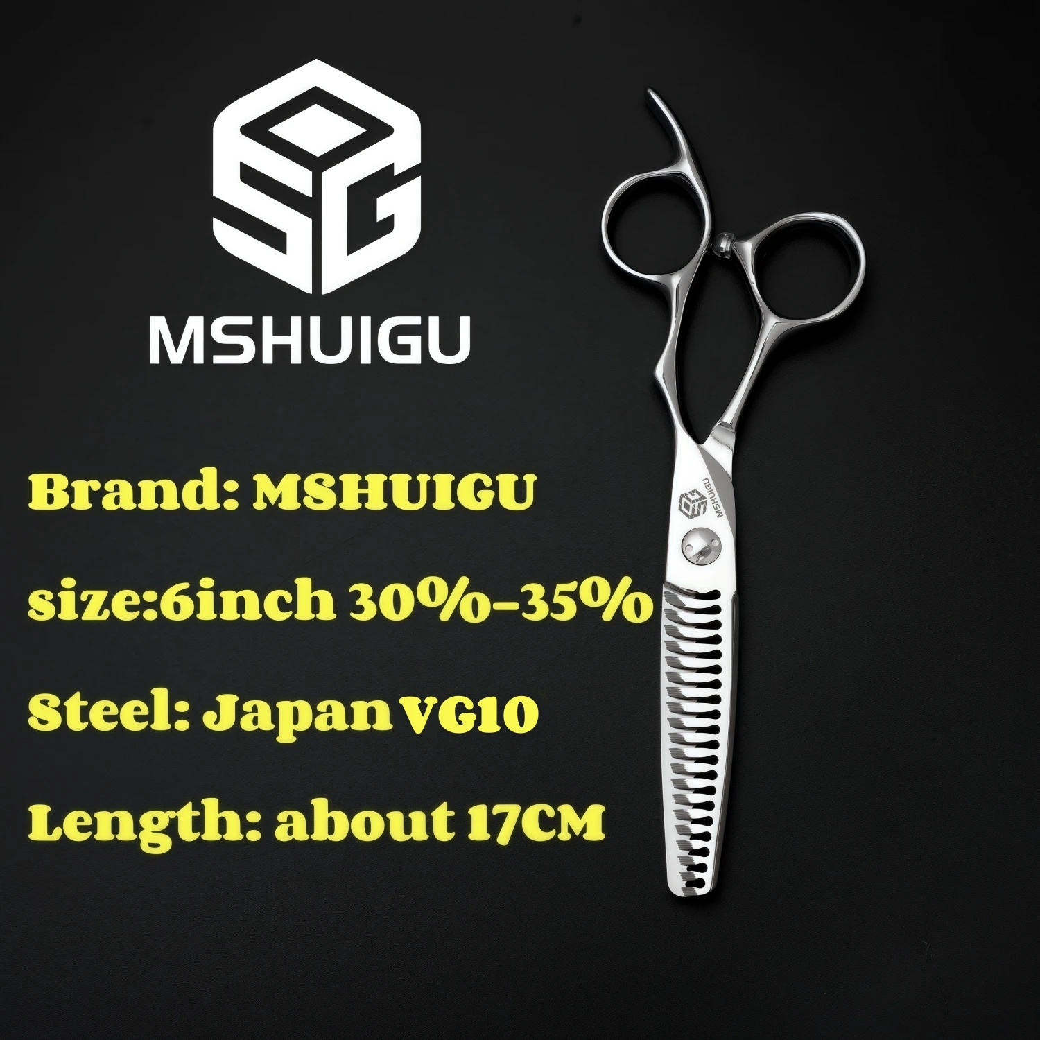 MSHUIGU Professionelle Friseurschere Multifunktionale Effilierschere mit Zähnen auf Beiden Seiten VG10 6 Zoll – Detail 4