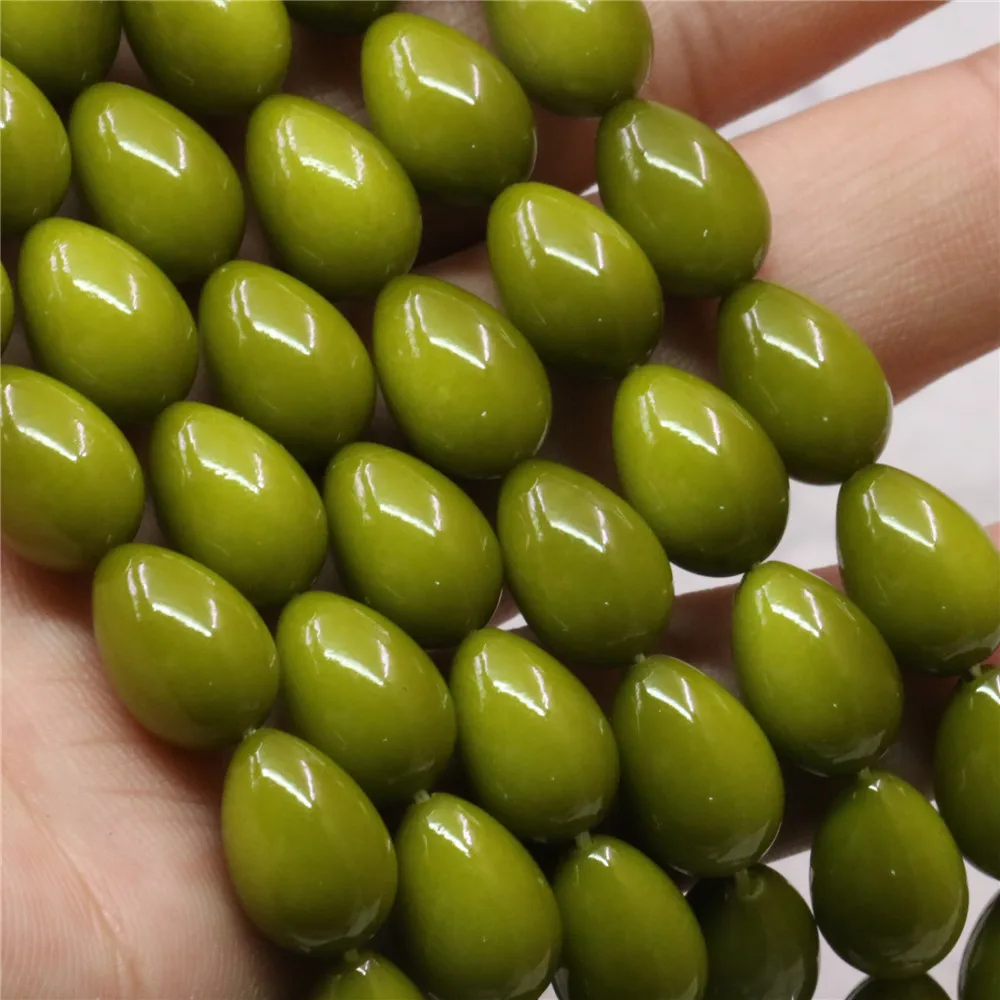 9x13mm Olive Green Artificial Shell Imitation Pearl Beads Water Drop Shape Wholesaler Handmade Beads Teardrop Jewelry Making