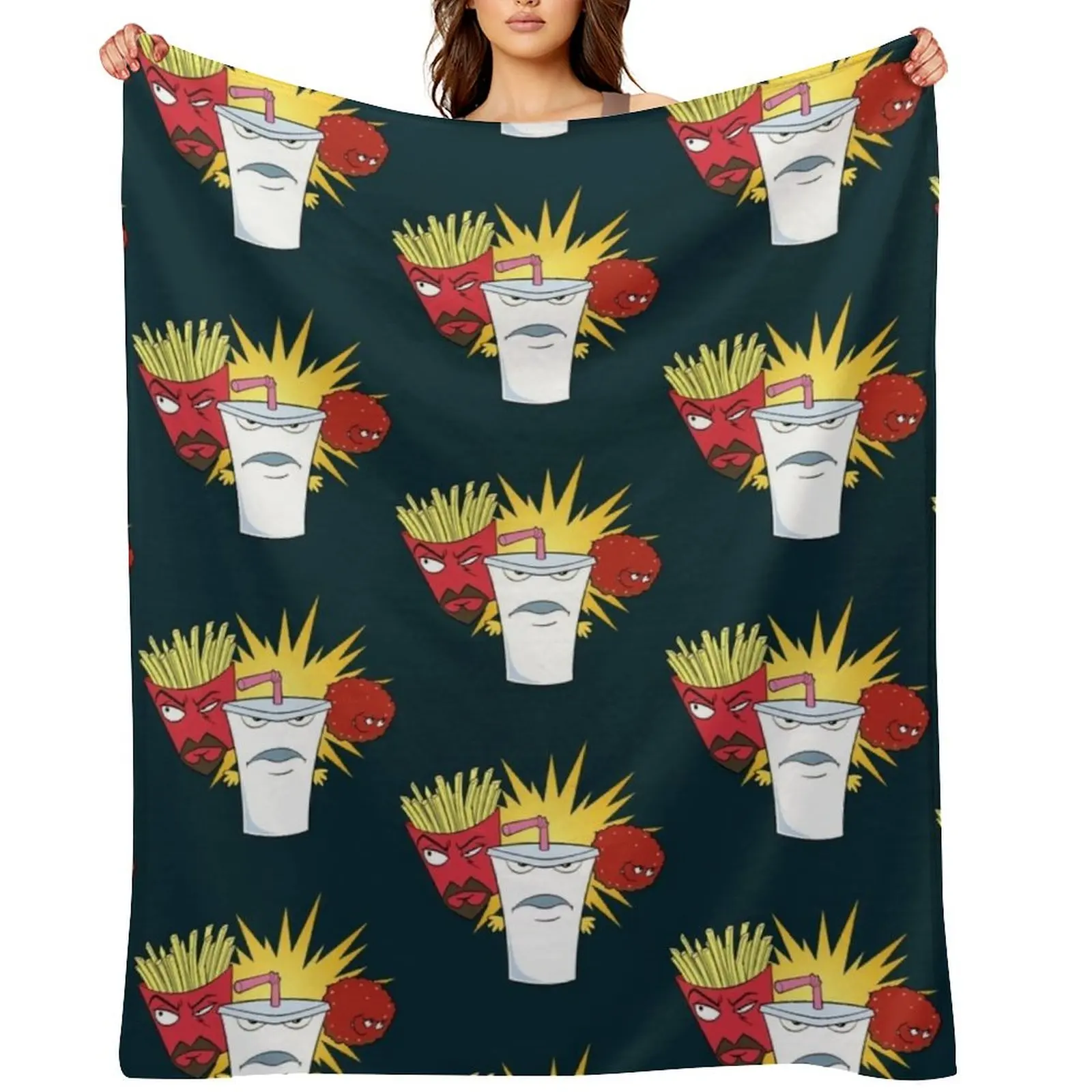 

Aqua Teen Hunger Force Throw Blanket Winter beds Personalized Gift heavy to sleep Shaggy Blankets