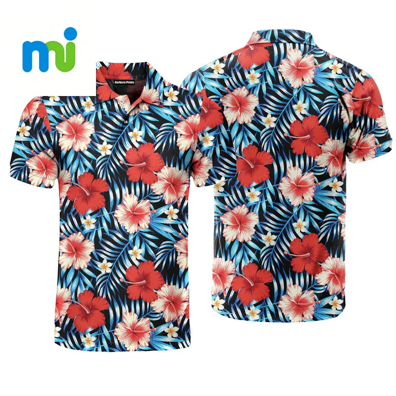 

Vintage Plants And Flowers 3D Print Polo Shirts For Men Romantic Street Lapel Short Sleeve Golf Shirts Summer Hawaiian Vacation