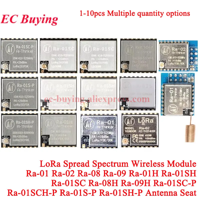 1-10 szt. Ra-01 Ra-02 Ra-01SC Ra-01SH Ra-01S Ra-01H Ra-01SCH-P Moduł bezprzewodowy Lora Spread Spectrum RF 433MHz 868MHz UART