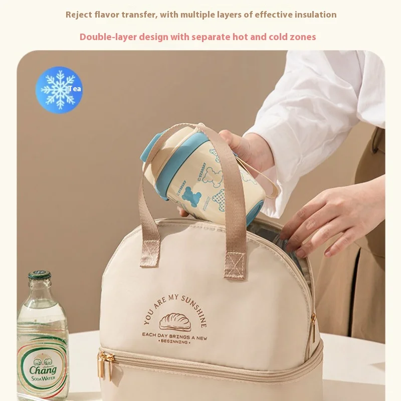 حقيبة غداء سميكة مقاومة للماء صندوق غداء من البوليستر للنزهات صندوق غداء معزول بسعة كبيرة حقيبة تبريد عازلة محمولة