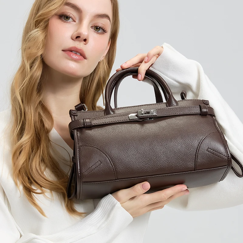 Bolsa boston de couro genuíno das mulheres moda feminina de couro de grão superior bolsa de ombro crossbody designer de luxo sacola