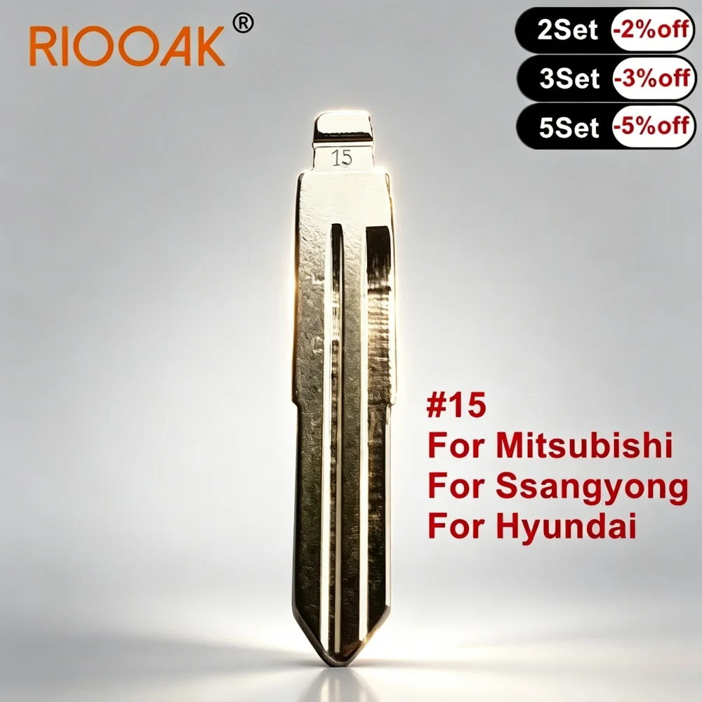 10Pcs #15 Metal Uncut Flip Key Blanks Universal Replacement Blade For Hyundai Mitsubishi MINI JEEP Compatible KEYDIY KD VVDI Rem