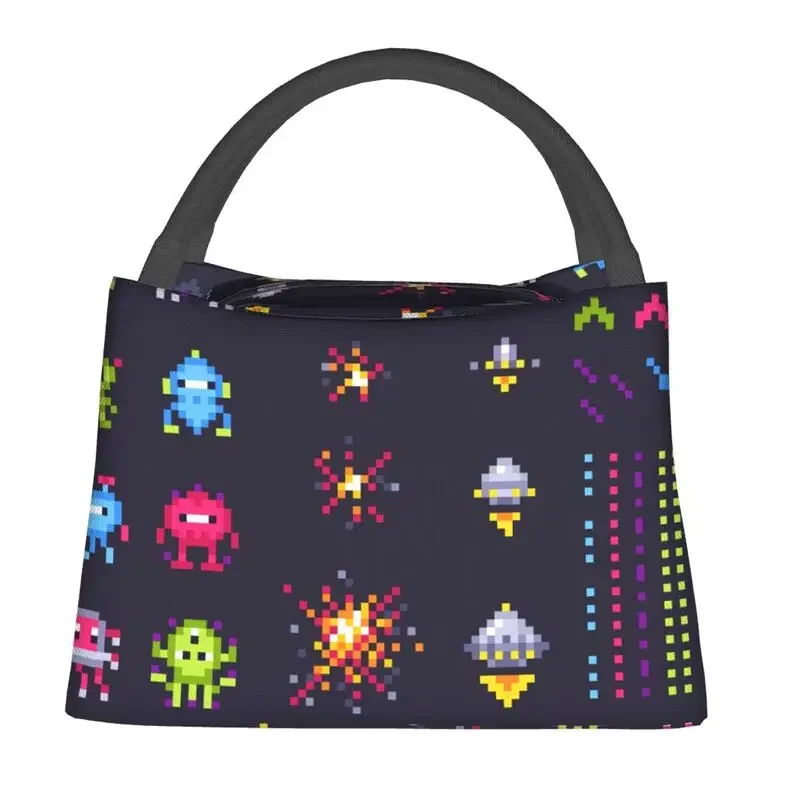 Custom Old Arcade Game Characters Lunch Bag Women Thermal Cooler Insulated  Box for Office Travel  Bags