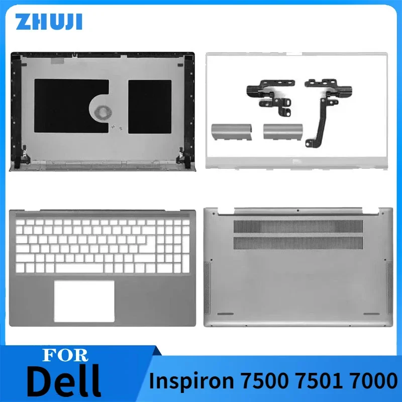 

New For Dell Inspiron 7500 7501 Laptop LCD Back Cover/Screen Frame/Palm Rest/Bottom Cover/Hinge 0C4MXD 07W3N8 Silver 15.6