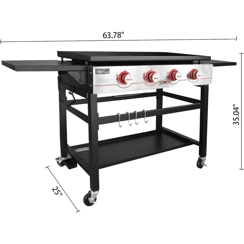 4 Burner Extra Large BBQ Grill, Portable Flat Top Griddle Grill, Outdoor Cooking Grill