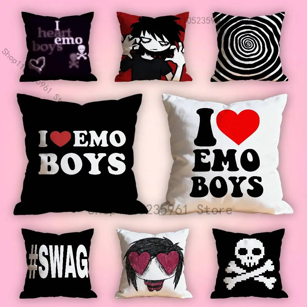 

I Love Emo Boys Icon Print Polyester Pillow Case for Valentine gift Home Sofa Cushion Cover Decoration Custom