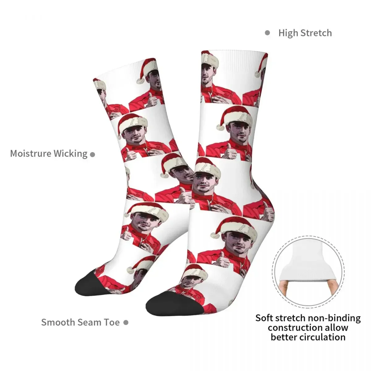 Charles Leclerc Santa Hat Socks Harajuku High Quality Stockings All Season Long Socks for Man's Woman's Birthday Present