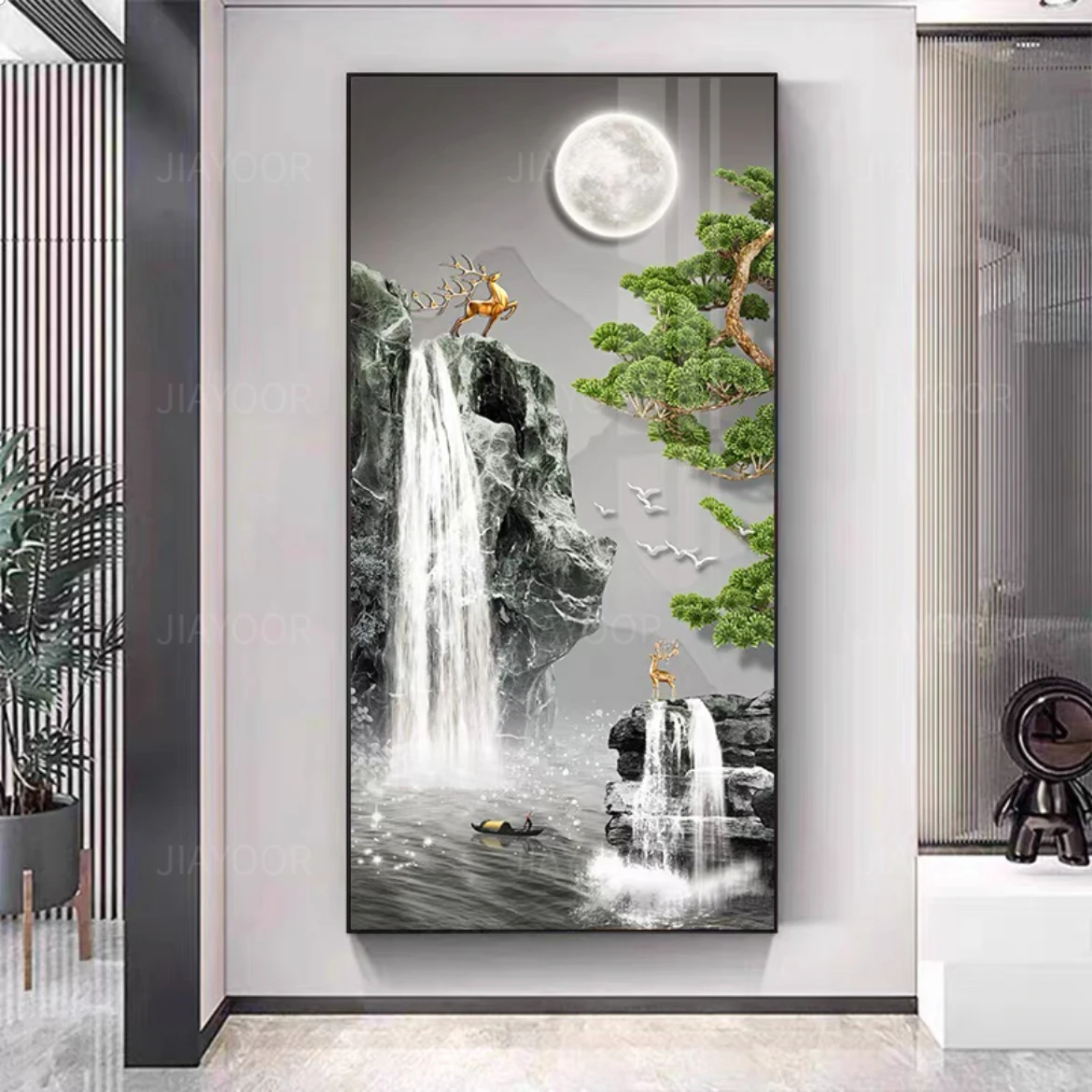 

Новый китайский стиль Добро пожаловать сосновая дверь светодиодная декоративная живопись отель коридор гостиная комната фреска свет подвесная живопись