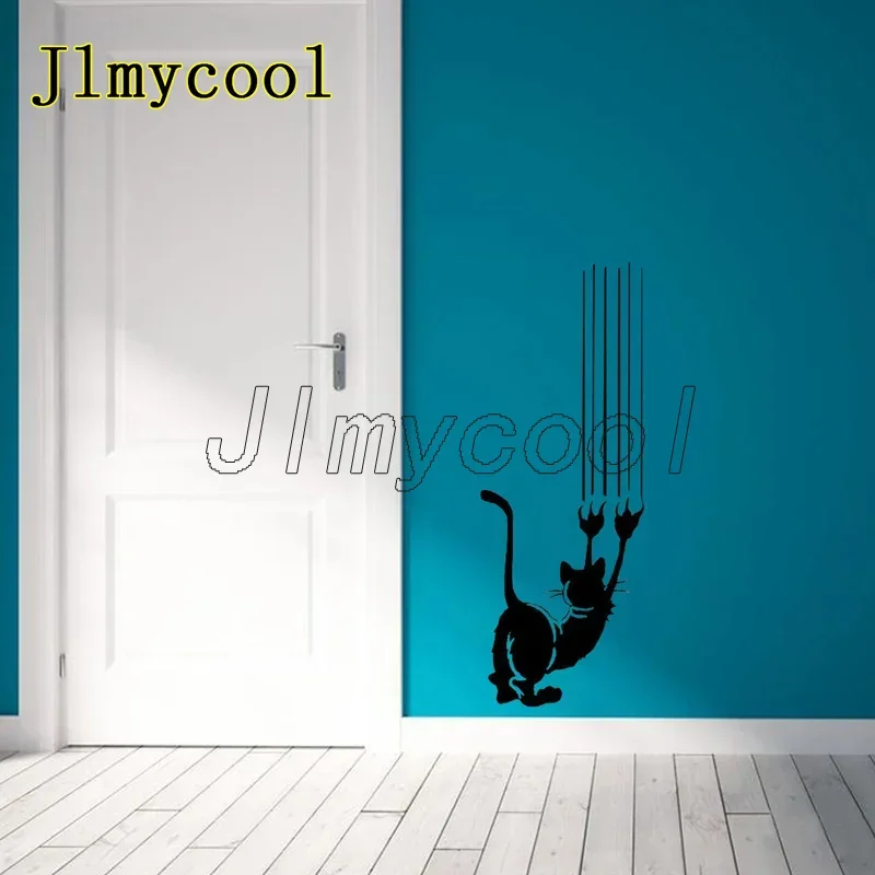 Cute Cat Wall Sticker Door/Wall Home Decoration Living Room Background Art Decals Removable Kitty Funny Stickers Decal Sticker