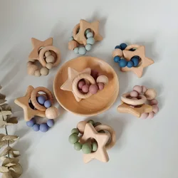 New Baby Products Cartoon Star Beech Wood Gum Creative Baby Silicone Bite Grinding Bracelet Gum Baby Toy Bebes Accesorios