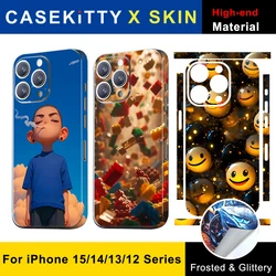 CASEKiTTY Skin For iPhone 14 Pro Max Sticker 15 Plus Back Film 13 12 Mini Protective Decal Wrap Side Frame Screen Full Protector