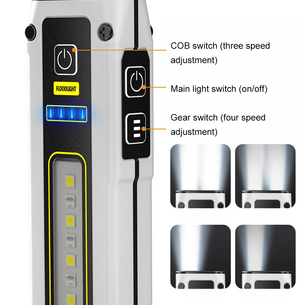 Potente reflector para aventuras al aire libre, compacto y versátil, fácil de llevar, recargable