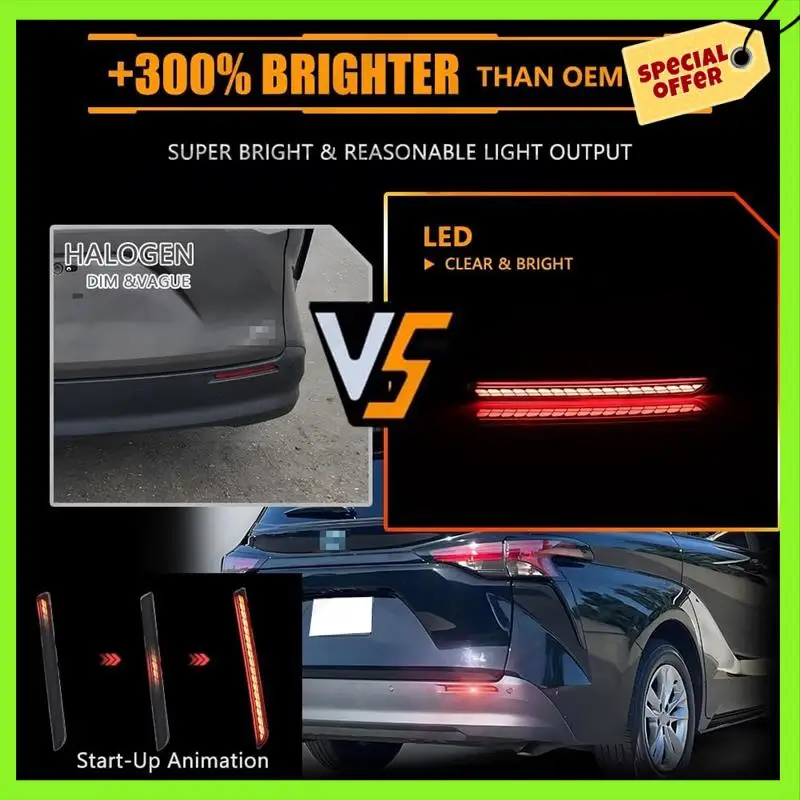 -A61K بدوره مصباح إشارة متتابعة الضباب مصباح الفرامل ضوء LED المصد الخلفي عاكس لتويوتا سيينا 2021 2022 2023
