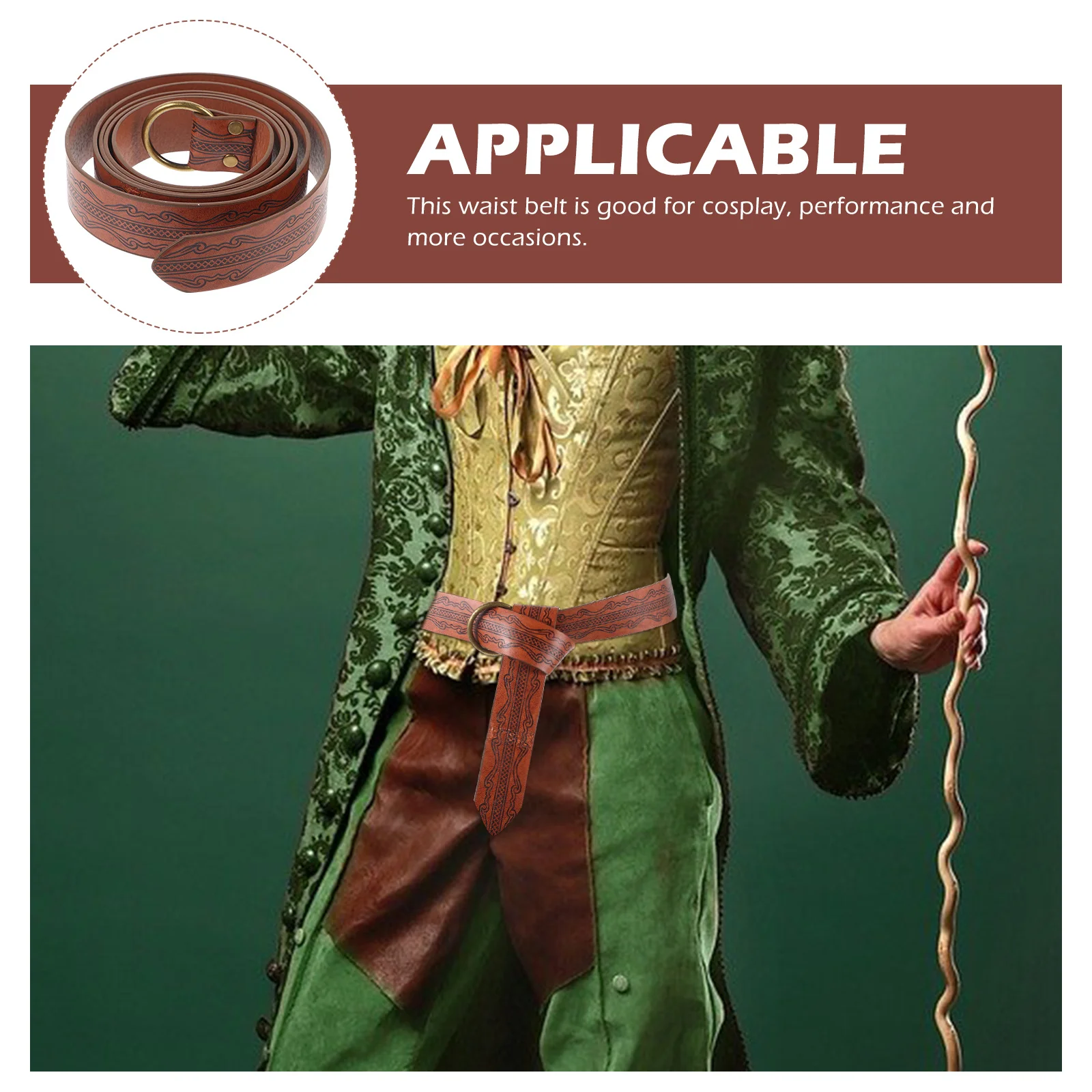 Vintage Medieval Viking Waist Belt Embossed Renaissance Costume Accessories Lightweight Durable for Men Waist Belt