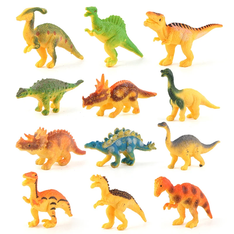 12Pcs Mini Simulation Dinosaur Models Tyrannosaurus Rex Pterodactyl Toy Set Children Cognitive Early Learning Toys Birthday Gift