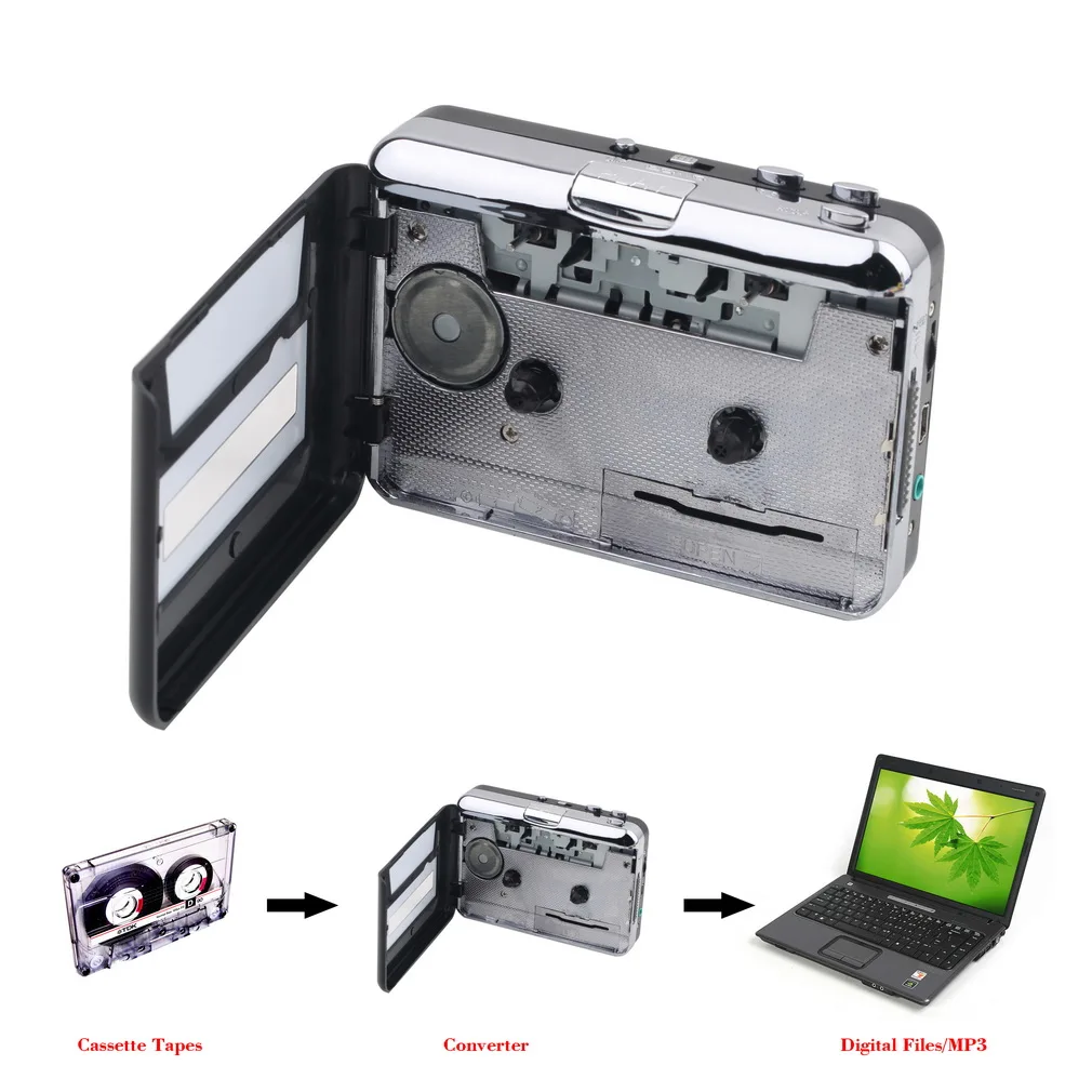 Cassette to MP3 Converter Cassette Player Capture Audio Music Player Convert Tape Cassette on tape to Laptop Via USB Wholesale