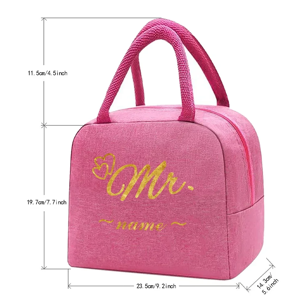 شخصية التخصيص اسم الوردي معزول حقيبة الغداء سميكة تخزين المواد الغذائية في الهواء الطلق السفر حقيبة تخييم بينتو حقيبة