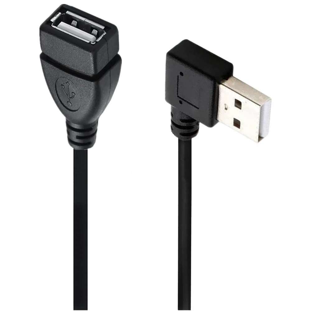 USB 2.0 a Male to Female 90 Degree Extension Adaptor Cable 10cm/20cm Black Right Left down up Angled Cord for Computer Accessori