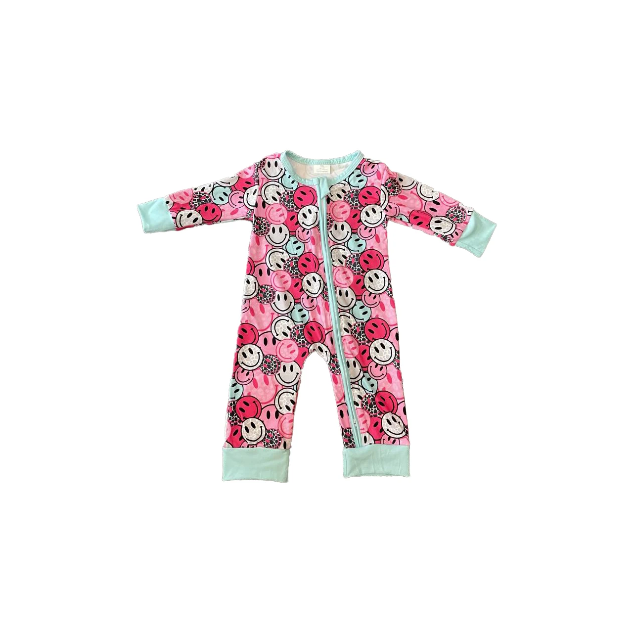 Groothandel Herfst Pasgeboren Baby Smile Face Romper Baby Baby Rits Jumpsuits Met Lange Mouwen