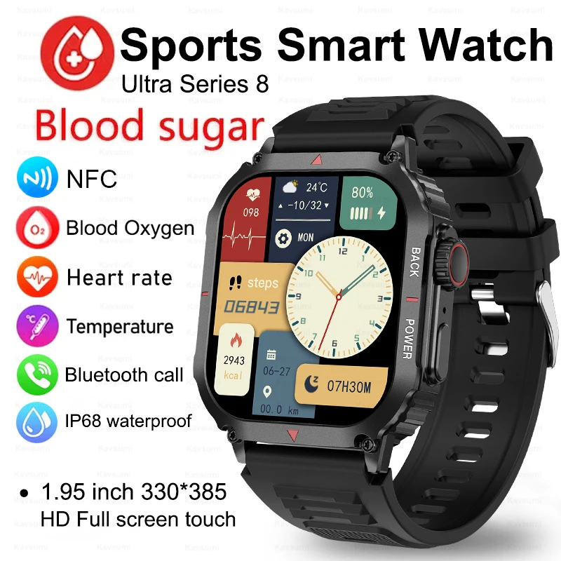 2023 mężczyzn HD Bluetooth Call Smartwatch GPS Motion Tracker 1.95 \'\'ekran AMOLED Monitoring zdrowia NFC Smartwatch dla IOS zegarek