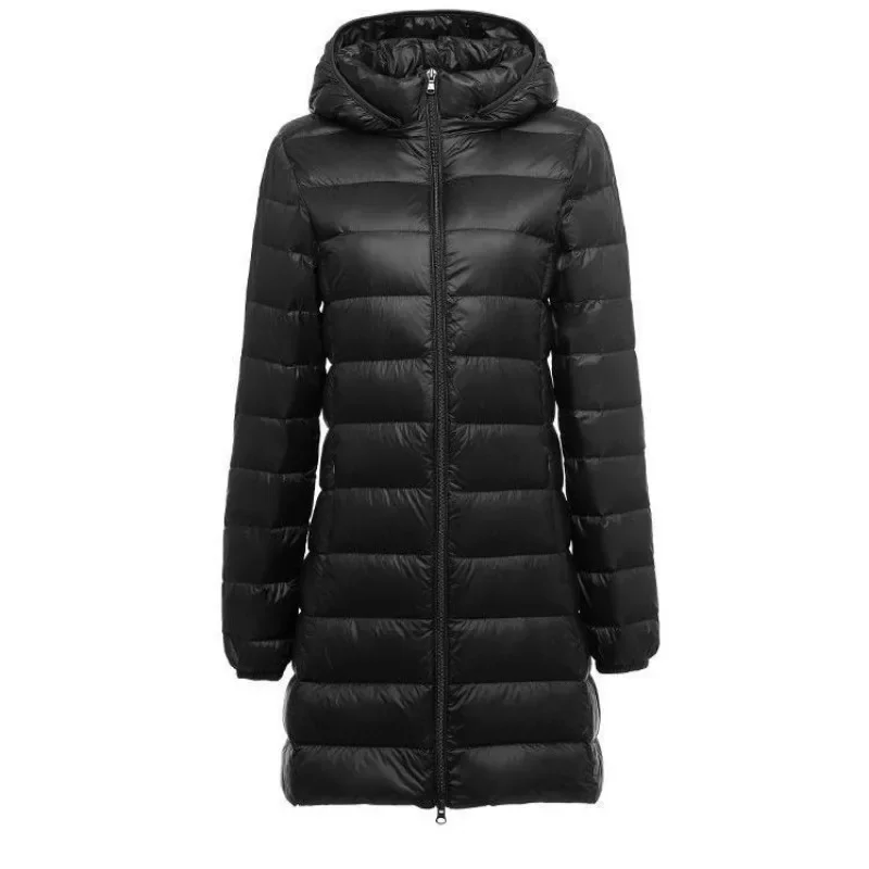 Women's Ultralight Thin Packable Down Long Jacket 2024 New Arrivals Autumn Winter Female X-long Hat Detachable Skirt Puffer Coat