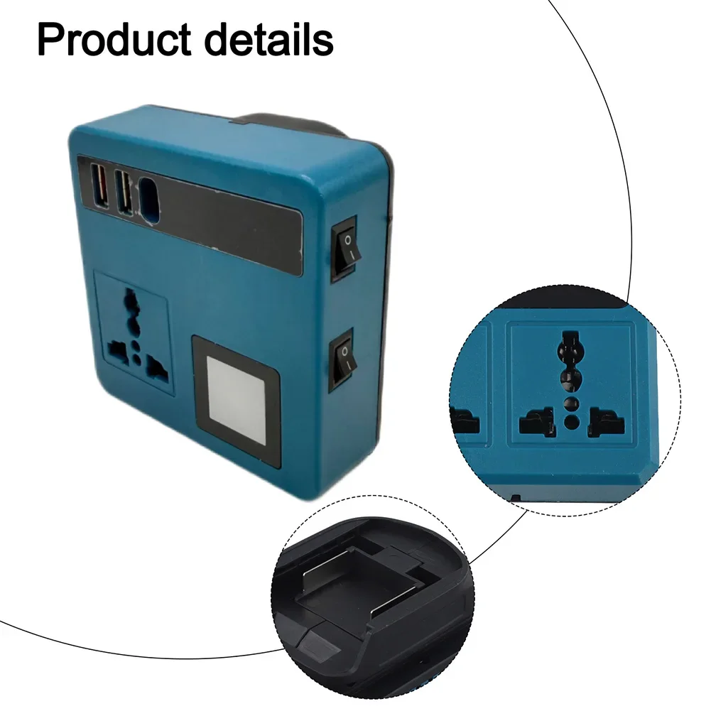 Blue 18-21V Inverter Portable Power Inverter Battery USB-C Power Hub Wide Voltage Compatibility USB-A Output Port