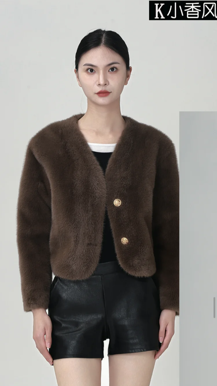 fake fur jacket winter women faux fur coat short