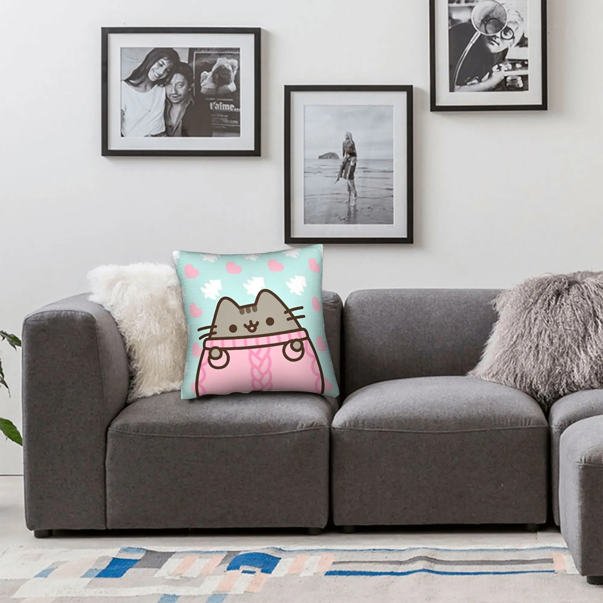 Cute Cartoon Cat Square Pillow Cases P-Pusheencats Cushion Cover Vintage Zipper Decor Pillowcase for Home 40x40cm view 6