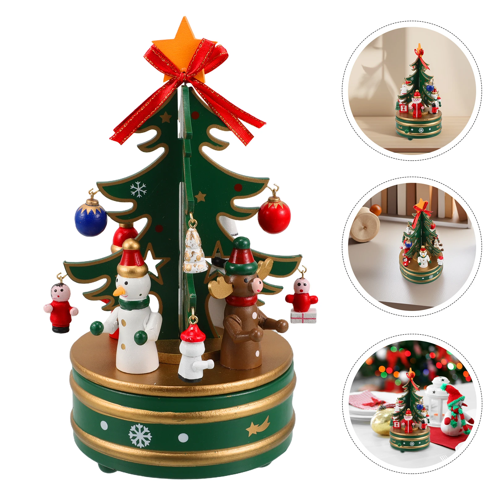 

Decoration Wooden Music Box Musical Ornaments Christmas Tree Instrument Vintage Boxes Green Office