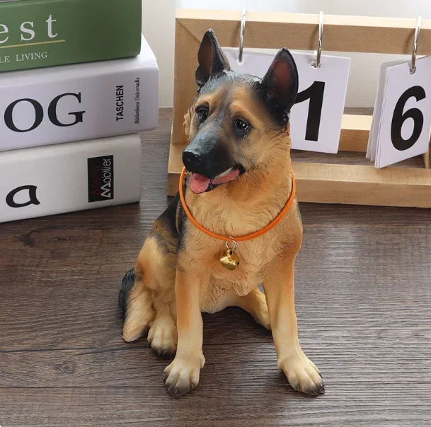 Folk Art Simulated Wolf Dog German Police Dog Ornaments Home Livingroom TV Cabinet Desktop Zodiac Animal Sculpture Decoration