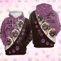 Jumeast 3D Impressão Uma Menina E Ela Pug Mulheres Hoodies Cutecore Cão Homens Encapuzado Bolso Canguru Moletons Schnauzer Miniatura Roupas