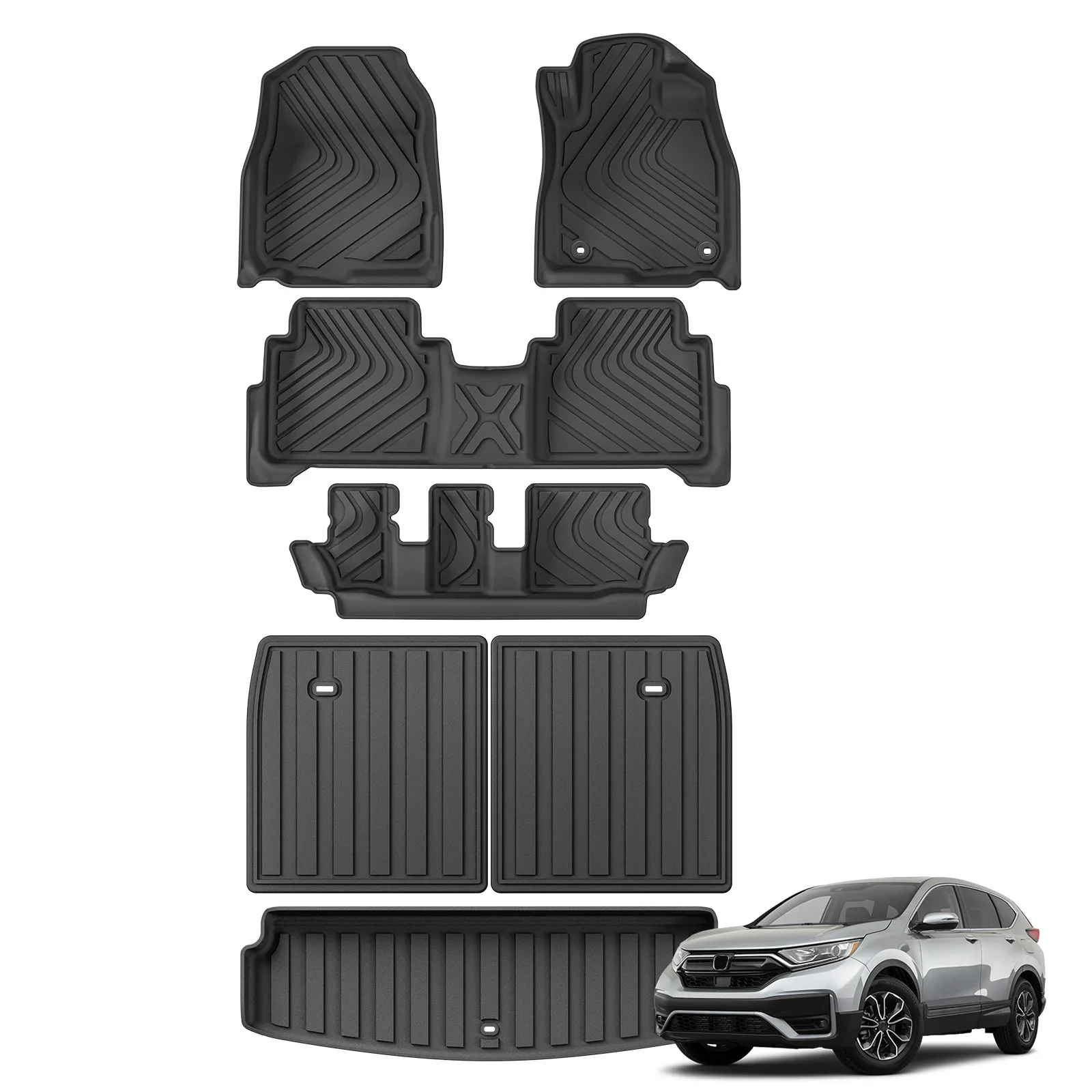 RHD-Fußmatten für Honda CR-V CRV 5. Generation, 7 Sitze, 2018-2022, TPE 3D-Autofußmatten, Kofferraummatte, Allwetter-Zubehör – Detail 1