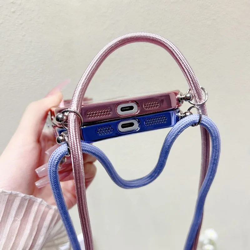Magnetische Schutzhülle mit Trageriemen für Samsung S25 Ultra Galaxy S24 FE S21 S26 S22 S23 Plus A56 Kabellose Glitzer-Beschichtung Crossbody Lanyard Cover – Detail 5