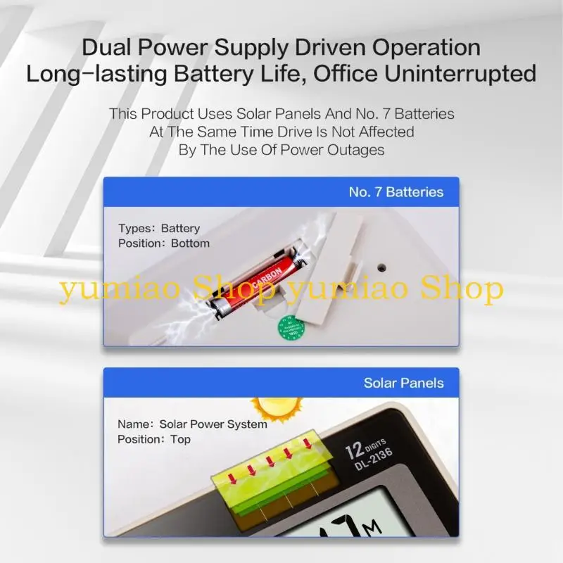 587B Multifunction Calculator Solar Battery Double Power 12 Digit LCD Display For Office School Special Gift Big Button Supply