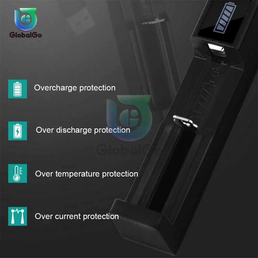 Adattatore per caricabatterie USB universale a 1 Slot per batteria LED Smart Chargering per batterie ricaricabili li-ion 18650 26650 14500 caricabatterie