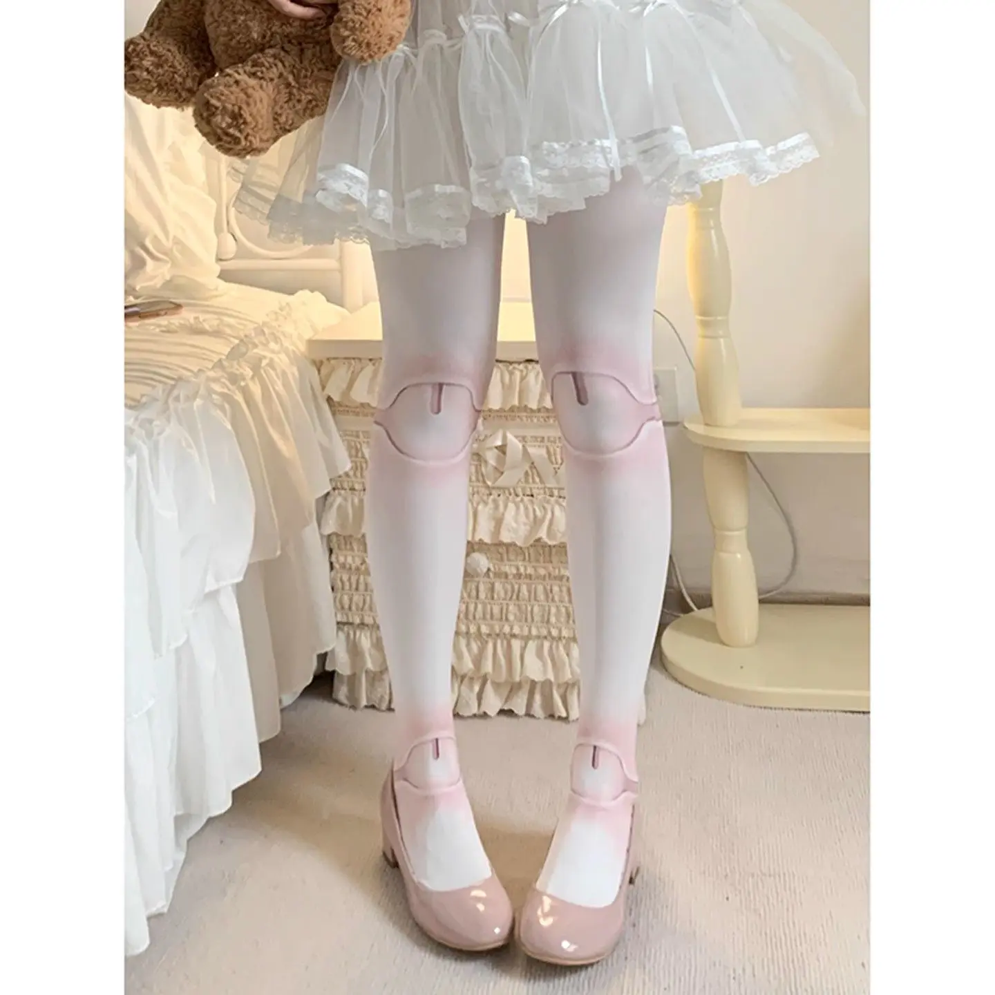 Japanese Joint Doll Lolita Socks Women Summer Autumn Beauty Socks Sweet Velvet Printed Pantyhose New Year Valentine‘s Day Gift