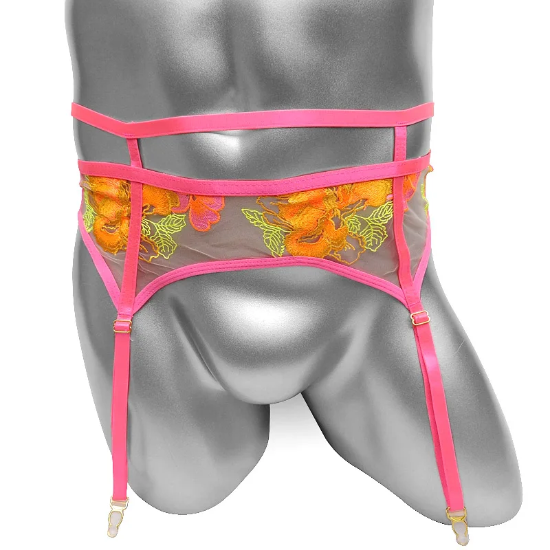 Забавные трусики с вышивкой, пояса с цветочным принтом, мужские подтяжки, нижнее белье, сексуальное нижнее белье, клубная одежда, стринги, прозрачная одежда для сна